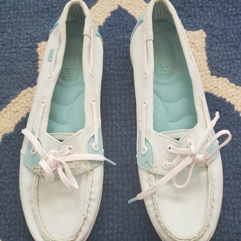 Teal Sperry canvas shoes